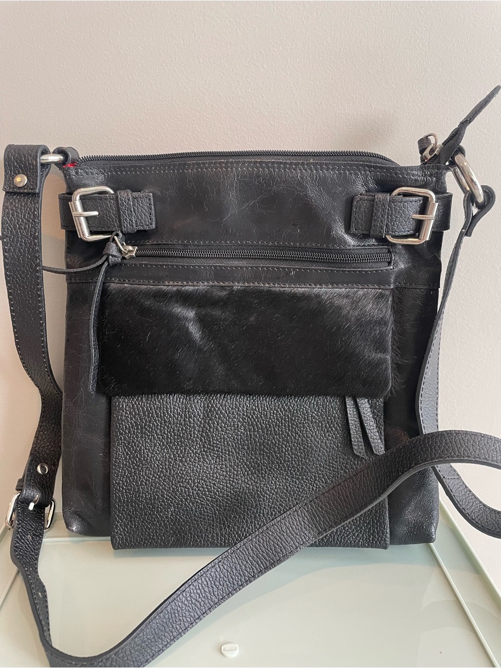 Cleo & Patek Paris Black Leather Crossbody Bag